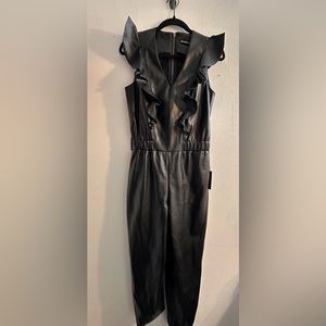 CAT WOMAN Blank NYC faux leather black jumpsuit, NWT